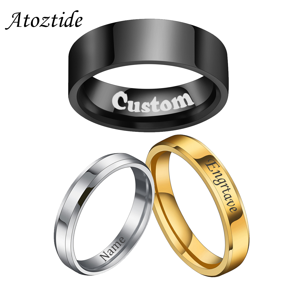 Initial Ring Custom - Atoztide-anillos personalizados con nombre y fecha