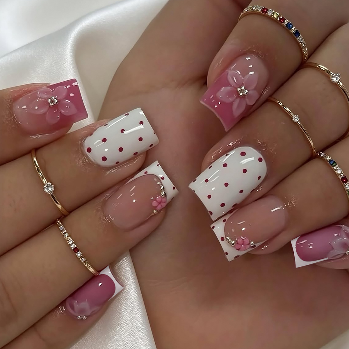 24 Uds. De uñas postizas cuadr - Pressed Flower Art reseña y precio