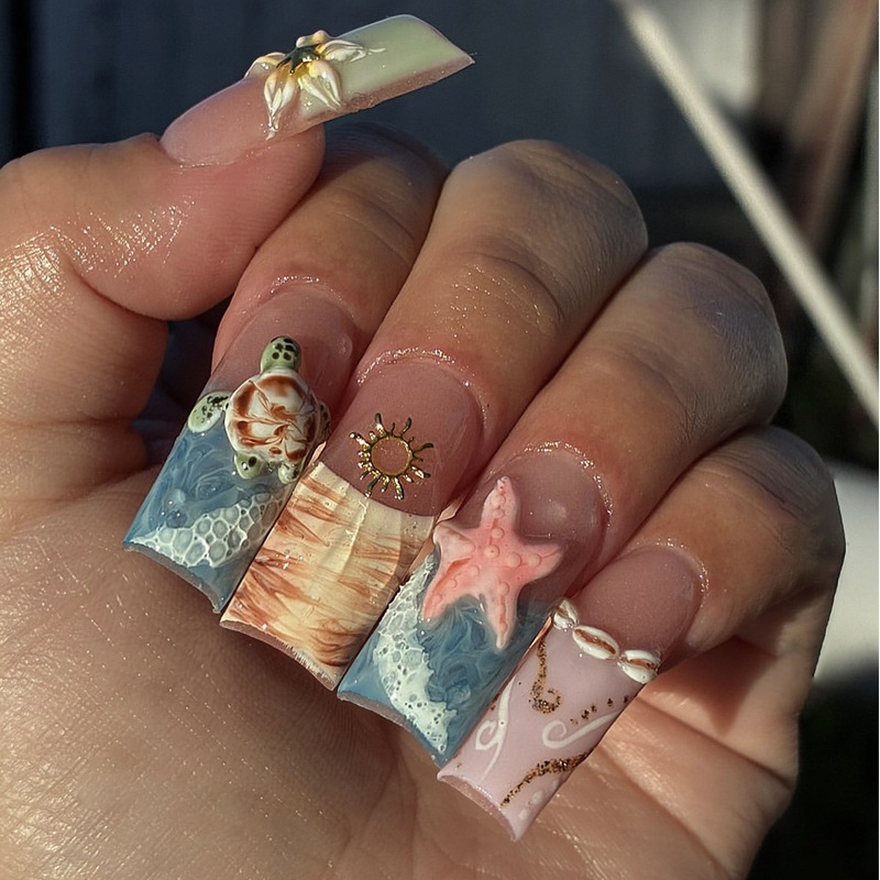 24 Uds. De uñas postizas cuadr - Pressed Flower Art reseña y precio