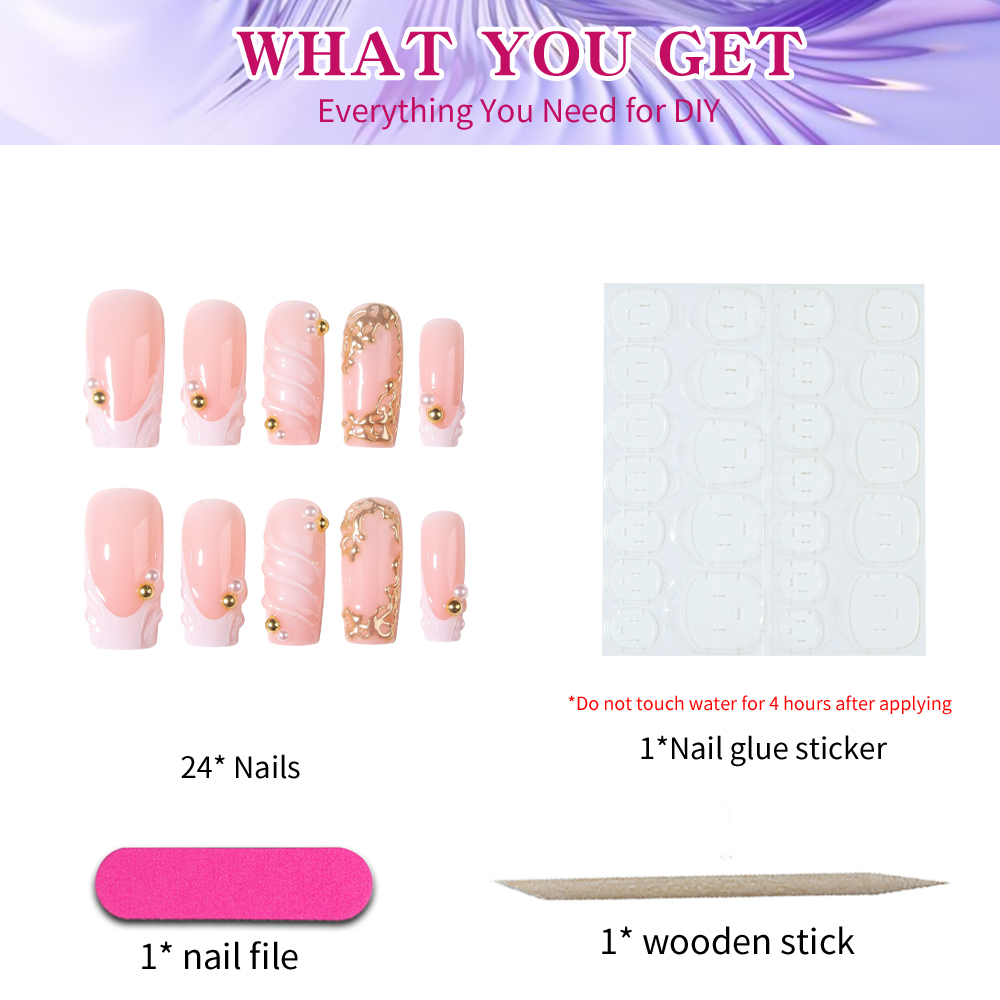 24 piezas por juego. Uñas post - Pressed Flower Art reseña y precio