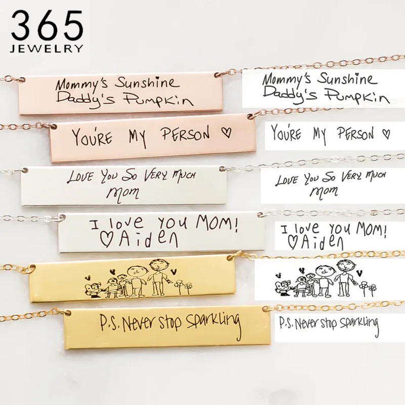 Collar con colgante de barra d - Handwriting Necklace Bar reseña y precio