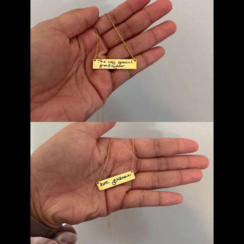 Collar con colgante de barra d - Handwriting Necklace Bar reseña y precio